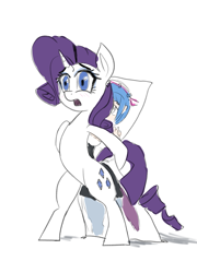 Size: 1751x2429 | Tagged: artist needed, safe, derpibooru exclusive, rarity, pony, unicorn, g4, bipedal, body pillow, hiding, solo