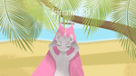 Size: 640x360 | Tagged: safe, artist:rumista, oc, oc only, earth pony, pony, unicorn, animated, beach, commission, hammock, palm tree, relaxing, solo, summer, tree, your character here