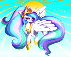 Size: 900x723 | Tagged: safe, artist:stacy_165cut, princess celestia, pegasus, pony, g4, female, horn, jewelry, mare, regalia, solo, wings