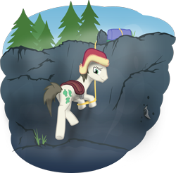 Size: 1919x1884 | Tagged: safe, artist:equestriaexploration, fortune favors, earth pony, pony, g4, atg 2022, butt, hat, male, newbie artist training grounds, plot, solo, stallion
