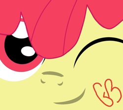 Size: 942x848 | Tagged: safe, artist:mlp_gingerbread, apple bloom, earth pony, pony, g4, face, female, filly, foal, one eye closed, smiling, solo, wink