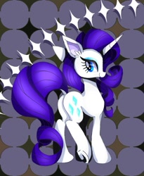 Size: 709x863 | Tagged: safe, artist:stacy_165cut, rarity, pony, unicorn, butt, female, horn, looking at you, looking back, looking back at you, mare, plot, raised leg, solo, underhoof