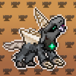 Size: 1024x1024 | Tagged: safe, artist:tony yotes, artist:yotes games, artist:yotesgames, artist:yotesmark, oc, oc:verrow, pony, battle gem ponies, claws, digging, drill, drill horn, fangs, green eyes, horn, howling, pixel art, pokémon, ponymon, solo, tunnel