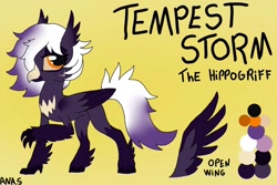 Size: 1500x1004 | Tagged: safe, artist:sototheangel, oc, classical hippogriff, hippogriff, original species, pony, backstory, backstory in description, hippogriff oc, reference, reference sheet