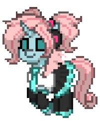 Size: 720x896 | Tagged: safe, artist:gloomy brony, ocellus, changedling, changeling, pony, pony town, g4, animated, clothes, cosplay, costume, female, gif, hatsune miku, headset, pixel art, simple background, solo, transparent background, vocaloid