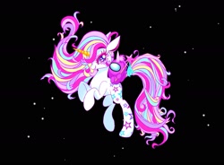 Size: 1957x1440 | Tagged: safe, alternate version, artist:stacy_165cut, oc, oc only, pony, unicorn, among us, black background, female, horn, mare, simple background, stars