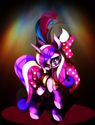 Size: 916x1200 | Tagged: safe, artist:stacy_165cut, princess cadance, alicorn, pony, g4, bound wings, bow, female, hair bow, horn, mare, raised hoof, solo, tail, tail bow, wings