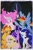 Size: 1045x1570 | Tagged: safe, alternate version, artist:stacy_165cut, angel bunny, applejack, fluttershy, pinkie pie, rainbow dash, rarity, twilight sparkle, alicorn, earth pony, pegasus, pony, rabbit, unicorn, g4, ^^, animal, applejack's hat, cowboy hat, dark background, eyes closed, female, flying, folded wings, grin, hat, horn, jumping, looking at you, lying down, mane six, mare, open mouth, open smile, prone, raised hoof, smiling, smiling at you, spread wings, twilight sparkle (alicorn), wings