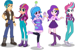 Size: 10000x6724 | Tagged: safe, artist:n0kkun, hitch trailblazer, izzy moonbow, pipp petals, sunny starscout, zipp storm, human, equestria girls, g4, g5, absurd resolution, ball, clothes, cutie mark on clothes, equestria girls-ified, female, g5 to equestria girls, g5 to g4, generation leap, grin, hilarious in hindsight, izzy's tennis ball, male, mane five, open mouth, open smile, shoes, simple background, smiling, tennis ball, transparent background, vector