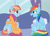 Size: 1280x921 | Tagged: safe, artist:queertrixie, rainbow dash, scootaloo, windy whistles, pegasus, pony, fanfic:unseen unheard, g4, crying, cute, daaaaaaaaaaaw, fanfic art, female, filly, foal, hug, mare, scootalove, tears of joy