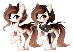Size: 1280x917 | Tagged: safe, artist:dammmnation, oc, oc only, earth pony, pony, beanie, chest fluff, duo, earth pony oc, female, glasses, hat, mare, raised hoof, simple background, smiling, transparent background, unshorn fetlocks