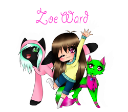 Size: 1044x917 | Tagged: safe, artist:kat-the-true-kitkat, oc, oc only, cat, human, pegasus, pony, :d, chest fluff, clothes, female, hoodie, mare, open mouth, open smile, pegasus oc, simple background, smiling, transparent background, wings