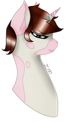 Size: 481x827 | Tagged: safe, artist:kat-the-true-kitkat, oc, oc only, pony, unicorn, bust, commission, female, horn, mare, signature, simple background, solo, transparent background, unicorn oc, ych result