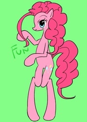 Size: 643x903 | Tagged: safe, artist:ponysprinkles, pinkie pie, earth pony, pony, g4, bipedal, female, green background, mare, simple background, solo