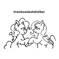 Size: 768x768 | Tagged: safe, artist:aj2020ahgd, fluttershy, pinkie pie, earth pony, pegasus, pony, g4, black and white, duo, duo female, female, folded wings, grayscale, lesbian, looking at each other, looking at someone, mare, monochrome, ship:flutterpie, shipping, simple background, white background, wings