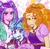 Size: 1476x1441 | Tagged: safe, artist:aj2020ahgd, adagio dazzle, aria blaze, sonata dusk, human, equestria girls, g4, ..., clothes, drink, drinking straw, emanata, exclamation point, female, gem, hand on hip, jewelry, looking at you, milkshake, necklace, simple background, siren gem, tongue out, trio, trio female, white background