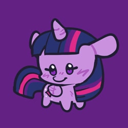 Size: 2000x2000 | Tagged: safe, artist:oodlesstuff, twilight sparkle, alicorn, pony, g4, beady eyes, chibi, female, folded wings, high res, horn, mare, purple background, simple background, solo, twilight sparkle (alicorn), wings