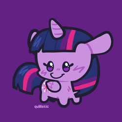Size: 2000x2000 | Tagged: safe, artist:oodlesstuff, twilight sparkle, alicorn, pony, g4, beady eyes, chibi, cute, female, folded wings, high res, horn, mare, purple background, simple background, solo, twiabetes, twilight sparkle (alicorn), wings