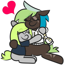 Size: 4304x4360 | Tagged: safe, artist:threetwotwo32232, oc, oc:bright side, earth pony, pony, clothes, female, hoodie, hug, mare, simple background, transparent background