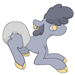 Size: 400x400 | Tagged: safe, artist:scootsredux, oc, pony, cloven hooves, diaper, ear piercing, female, non-baby in diaper, piercing, pixel art, simple background, solo, transparent background