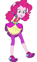 Size: 828x1387 | Tagged: safe, edit, edited screencap, screencap, pinkie pie, human, equestria girls, g4, my little pony equestria girls: legend of everfree, alternate hairstyle, background removed, clothes, crystal guardian, female, ponied up, shoes, simple background, solo, white background
