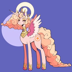 Size: 1784x1797 | Tagged: safe, artist:scarfyace, princess celestia, alicorn, pony, g4, alternate cutie mark, alternate design, alternate hairstyle, crown, halo, hoof shoes, jewelry, lipstick, long tail, necklace, redesign, regalia, tail