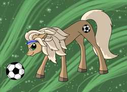 Size: 2000x1452 | Tagged: safe, artist:lucktail, ace, earth pony, pony, g1, g4, my little pony tales, ball, football, g1 to g4, generation leap, male, solo, sports, stallion