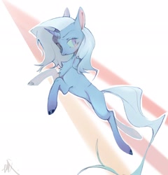Size: 1970x2048 | Tagged: safe, artist:catcity__, trixie, pony, unicorn, g4, chest fluff, colored hooves, cute, diatrixes, female, looking back, mare, missing cutie mark, slit pupils, solo