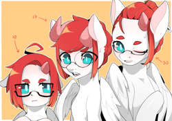 Size: 4093x2894 | Tagged: safe, artist:sugarelement, oc, oc:red cherry, pegasus, pony, age progression, glasses