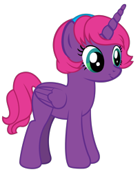 Size: 1968x2418 | Tagged: safe, artist:andrevus, oc, oc only, oc:pinkmane, alicorn, pony, alicorn oc, alternate hairstyle, feathered wings, female, folded wings, hooves, horn, mare, short mane, show accurate, simple background, smiling, solo, standing, transparent background, unicorn horn, wings