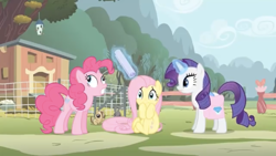 Size: 1334x750 | Tagged: safe, screencap, fluttershy, pinkie pie, rarity, earth pony, pegasus, pony, unicorn, filli vanilli, g4, season 4, female, levitation, magic, mare, telekinesis