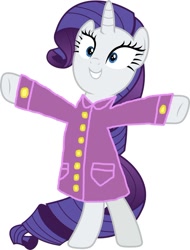 Size: 624x819 | Tagged: safe, artist:kookaman25, artist:stevenpepi, rarity, pony, unicorn, fake it 'til you make it, g4, bipedal, clothes, raincoat, simple background, solo, white background