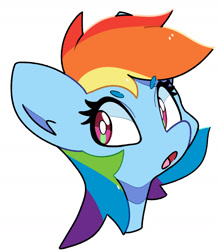 Size: 1464x1672 | Tagged: safe, artist:kindakismet, rainbow dash, pony, g4, bust, female, mare, open mouth, portrait, simple background, solo, white background
