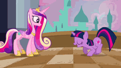 Size: 640x360 | Tagged: safe, screencap, princess cadance, queen chrysalis, twilight sparkle, alicorn, pony, unicorn, a canterlot wedding, animated, disguise, disguised changeling, fake cadance, female, gif, mare, sunshine sunshine, unicorn twilight