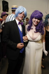 Size: 3456x5184 | Tagged: safe, artist:equestrian-strumpet, fancypants, rarity, human, bronycon, bronycon 2012, breasts, cleavage, clothes, cosplay, costume, irl, irl human, photo