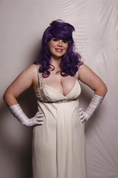 Size: 3456x5184 | Tagged: safe, artist:equestrian-strumpet, rarity, human, bronycon, bronycon 2012, breasts, cleavage, clothes, cosplay, costume, gloves, hand on hip, irl, irl human, long gloves, photo, solo