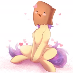 Size: 1900x1900 | Tagged: safe, artist:kawipie, oc, oc:paper bag, earth pony, pony, blushing, cute, earth pony oc, female, floating heart, happy, heart, mare, ocbetes, simple background, white background