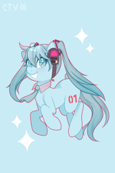 Size: 1200x1800 | Tagged: safe, artist:cartelevision, earth pony, pony, anime, grin, hatsune miku, heart, heart eyes, ponified, smiling, vocaloid, wingding eyes