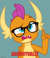 Size: 500x584 | Tagged: safe, smolder, g4, actually, glasses, meme