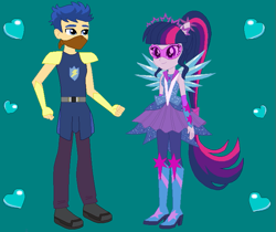 Size: 719x604 | Tagged: safe, artist:owletbrigthness, flash sentry, sci-twi, twilight sparkle, human, equestria girls, g4, crystal guardian, crystal wings, female, male, ponied up, ship:flashlight, ship:sci-flash, shipping, solo, straight, wings