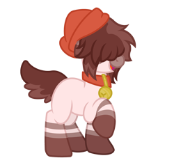 Size: 3800x3600 | Tagged: safe, artist:ponkus, oc, oc only, oc:buttercup, earth pony, pony, ambiguous gender, artfight, beanie, bell, bell collar, collar, deer tail, earth pony oc, fluffy mane, hair over eyes, hat, high res, open mouth, open smile, raised hoof, short tail, simple background, smiling, solo, tail, transparent background