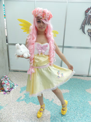 Size: 2121x2828 | Tagged: safe, artist:arp-photography, angel bunny, fluttershy, human, g4, anime expo, anime expo 2014, clothes, cosplay, costume, cutie mark on clothes, high res, irl, irl human, photo