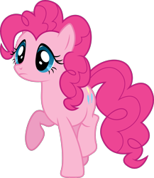 Size: 3000x3454 | Tagged: safe, artist:djdavid98, artist:djdavid98 edits, editor:cutiesparke, pinkie pie, earth pony, pony, g4, female, frown, high res, raised hoof, simple background, solo, transparent background, vector, wrong eye shape