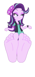 Size: 4200x9200 | Tagged: safe, artist:famousmari5, starlight glimmer, human, equestria girls, equestria girls specials, g4, my little pony equestria girls: mirror magic, absurd resolution, barefoot, base used, beanie, clothes, feet, female, fetish, foot fetish, foot focus, hat, lidded eyes, pants, ripped pants, simple background, soles, solo, toes, torn clothes, transparent background, vector, watch, wristwatch