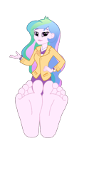 Size: 1100x2200 | Tagged: safe, princess celestia, principal celestia, human, equestria girls, g4, barefoot, base used, brooch, clothes, cutie mark accessory, cutie mark brooch, feet, female, fetish, foot fetish, foot focus, hand on hip, jacket, jewelry, looking at you, pants, simple background, smiling, soles, solo, toes, transparent background, vector