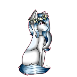 Size: 512x512 | Tagged: safe, artist:kat-the-true-kitkat, oc, oc only, earth pony, pony, chest fluff, earth pony oc, floral head wreath, flower, raised hoof, simple background, smiling, solo, transparent background