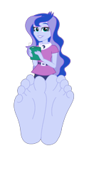 Size: 1100x2200 | Tagged: safe, princess luna, vice principal luna, human, equestria girls, g4, barefoot, base used, belt, clothes, eyeshadow, feet, female, fetish, foot fetish, foot focus, looking at you, makeup, pants, shirt, simple background, smiling, soles, solo, toes, transparent background, vector