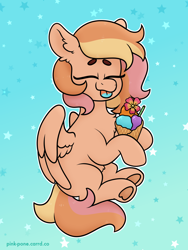 Size: 1500x2000 | Tagged: safe, artist:pink-pone, oc, pegasus, pony, female, food, ice cream, mare, solo, tongue out