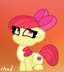 Size: 691x773 | Tagged: safe, artist:sillylittlenoobie, apple bloom, earth pony, pony, g4, female, filly, foal, smiling, solo, the cmc's cutie marks