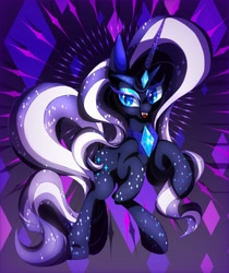 Size: 1722x2048 | Tagged: safe, artist:stacy_165cut, nightmare rarity, pony, unicorn, g4, fangs, female, horn, looking at you, mare, open mouth, solo